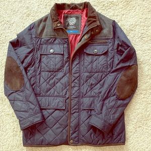 Vince Camuto  Men’s quilted jacket with plaid yoke